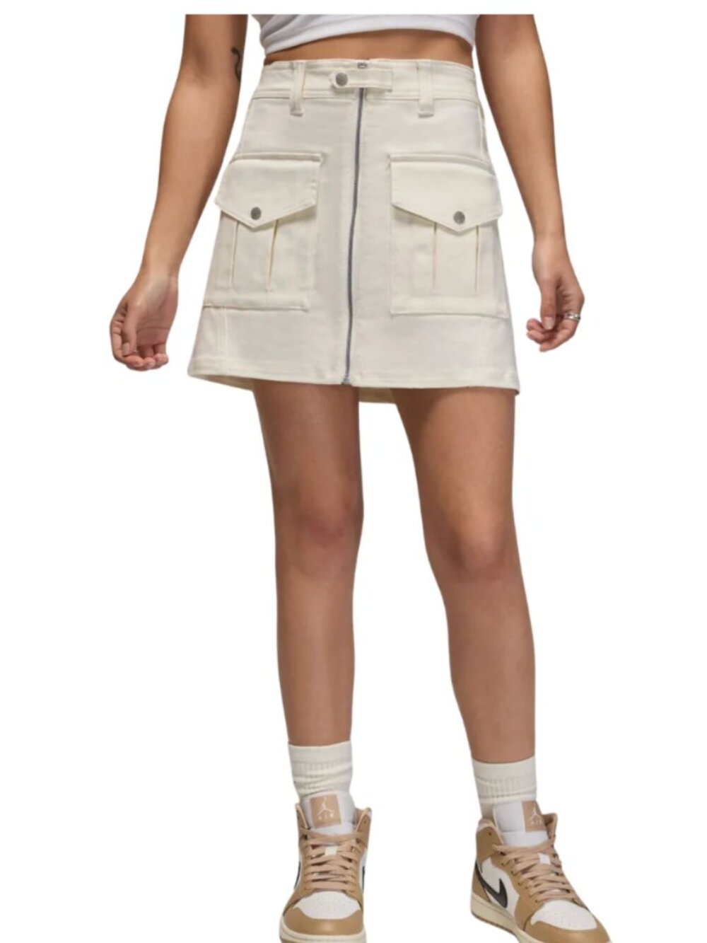 New Nike Air Jordan Skirt Medium Womens White Cargo Utility Mini